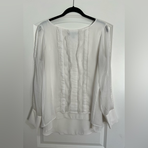 WHBM - Ecru Long Sleeve Tunic With Split Back - Picture 2 of 12